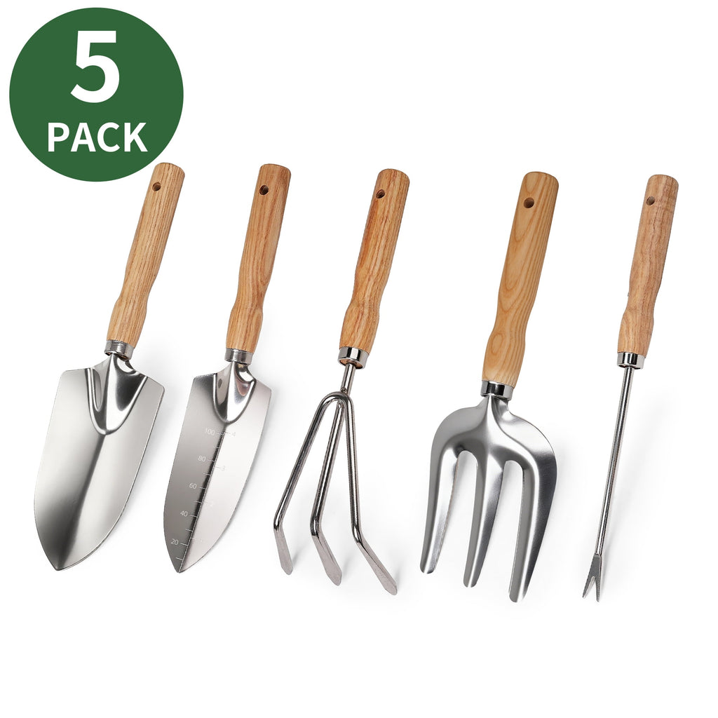 5 Piece Garden Tool Set, Stainless Steel Gardening Tools with Anti-Slip Handles,Outdoor Hand Tools,Perfect for Planti...