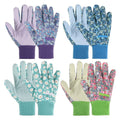 Floral Gardening Gloves, Soft Breathable Yard Work Gloves with Non-Slip PVC Dots, 4 Pairs