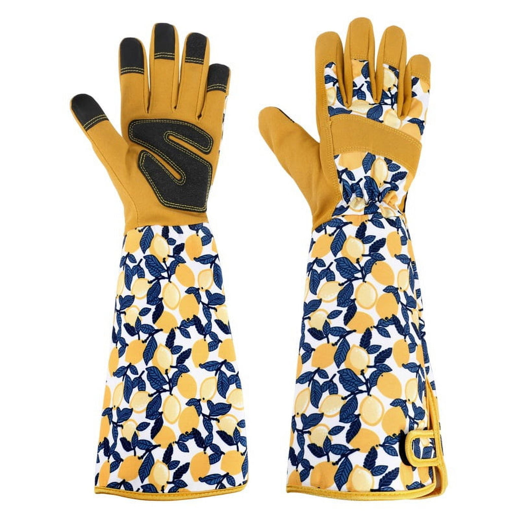 Gardening Gloves for Women Rose Pruning Thorn Proof Breathable Touchscreen Long Forearm Protection Garden Gloves(Yellow)