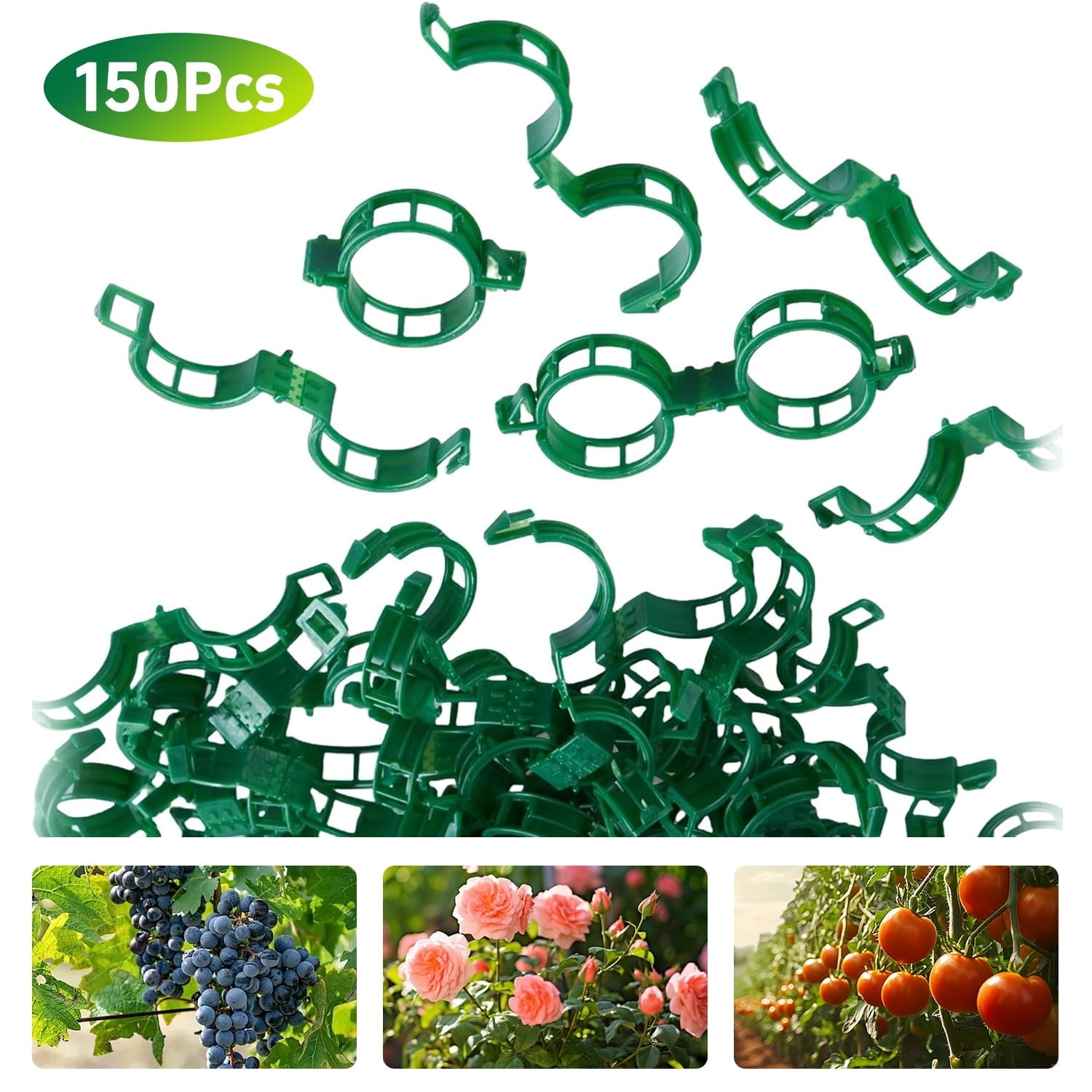 Rongsi 150 Pcs plant clips,Plastic Clips for Securing Plants,Tomato Vine Clips,Plant Fixing Clips,Garden Clips for Climbing Plants,Grape and