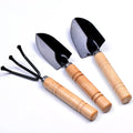3Pcs Mini Garden Gardening Plant Tools Set with Wooden Handle Shovel Rake Spade