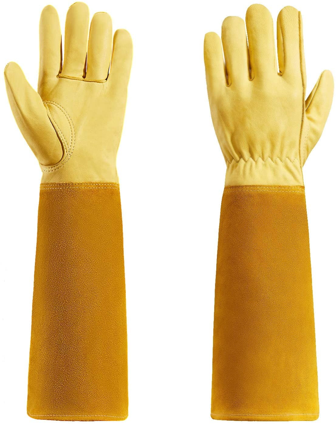 Long-Gardening-Gloves for Women/Men - Thorn Proof Cowhide Leather Rose/Blackberry Pruning Heavy Duty Gloves Thick Pal...