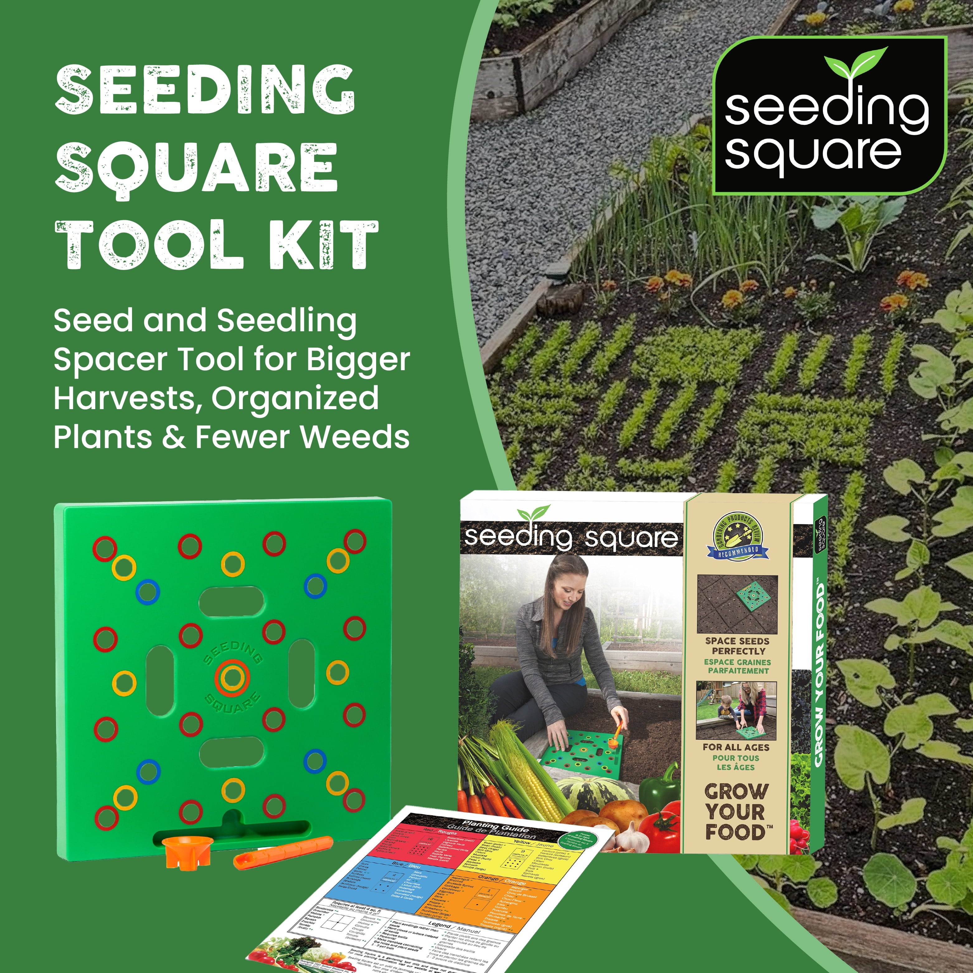 Seed and Seedling Spacer Tool for Bigger Harvests, Organized Plants & Fewer Weeds Color-Coded Gardening Template with...