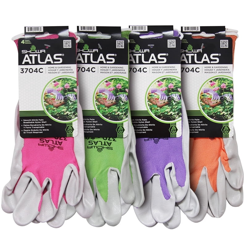 Showa Atlas 370 Garden Gloves 4 Pk Assorted Colors - Size S