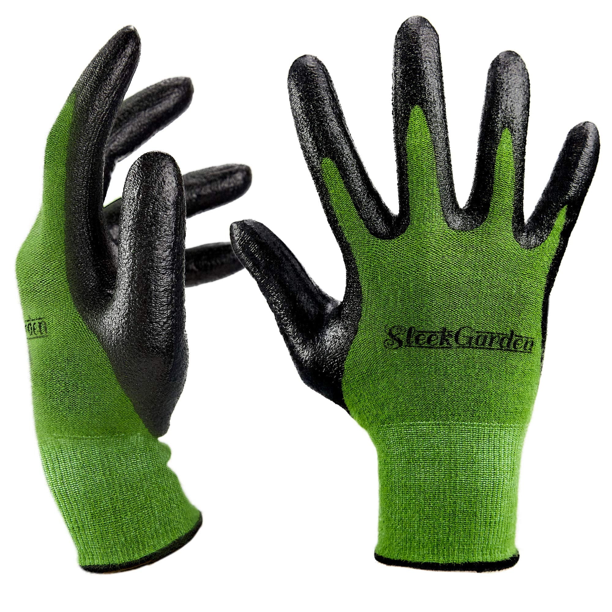 Sleek Garden Series Bamboo Gardening Gloves for Women and Men with Nitrile Protective Coating, Small