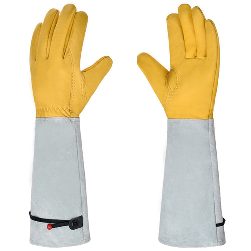 1 Pair Gardening Gloves for Men Women, Rose Pruning Gloves Thorn Proof, Adjustable Cuff, Long Leather Cowhide Garden ...