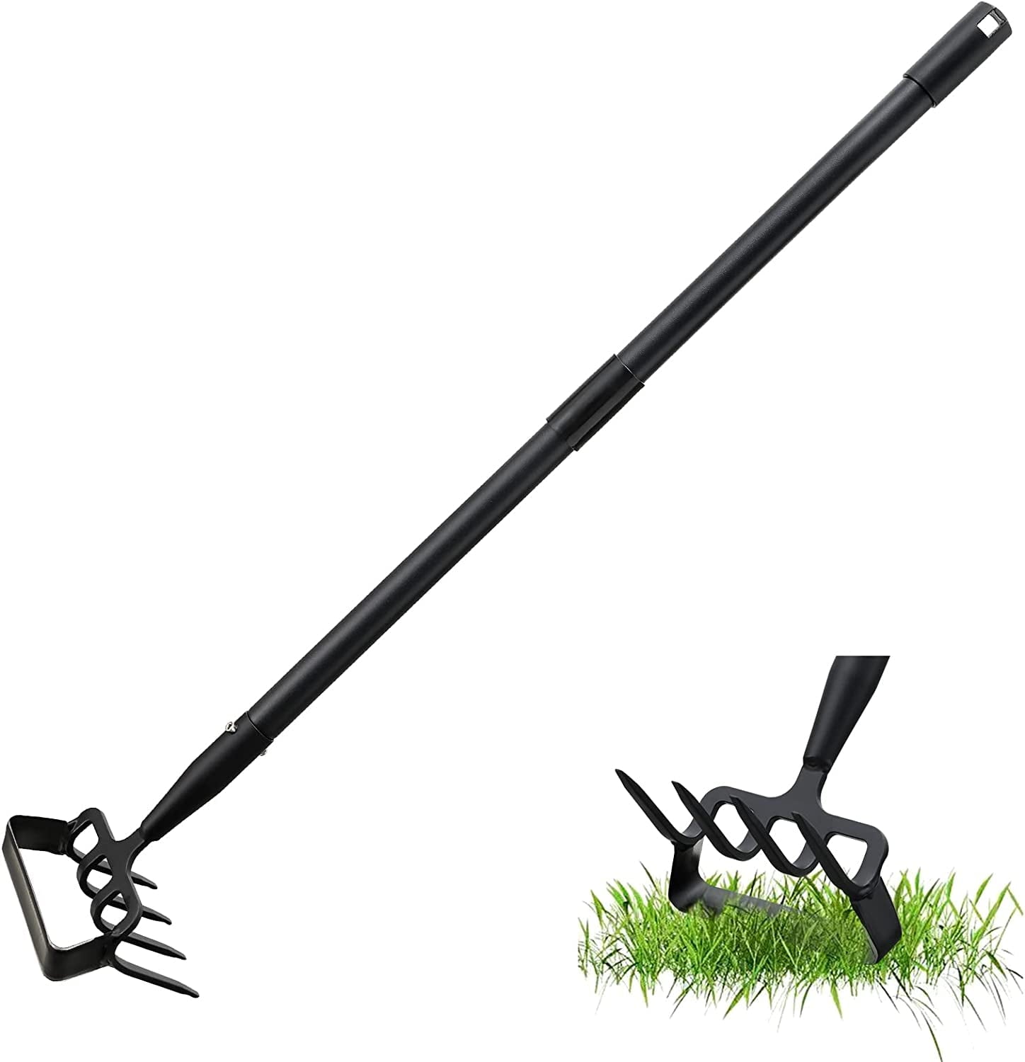 Stirrup Hoe and Cultivator, Heavy Duty Scuffle Garden Hoe with 62Inch Adjustable Handle for Weeding,Digging, Loosenin...