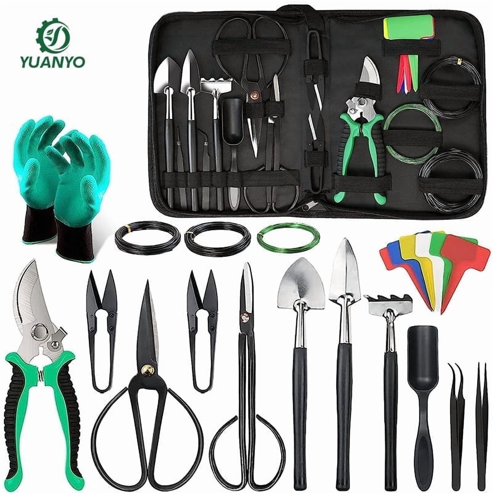 Gardening Tool & Accessory Set with For Beginners, Bonsai Trees, Potted Plants 24 Pieces