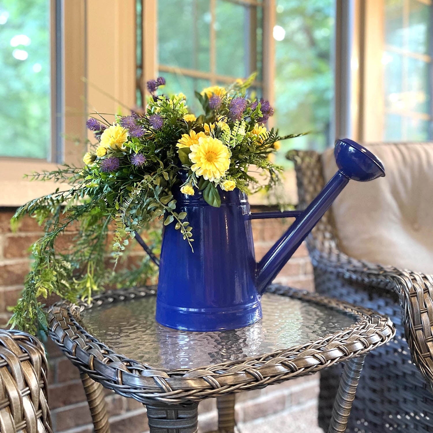 2.1 Gallon Blue Powder-Coated Galvanized Steel Watering Can