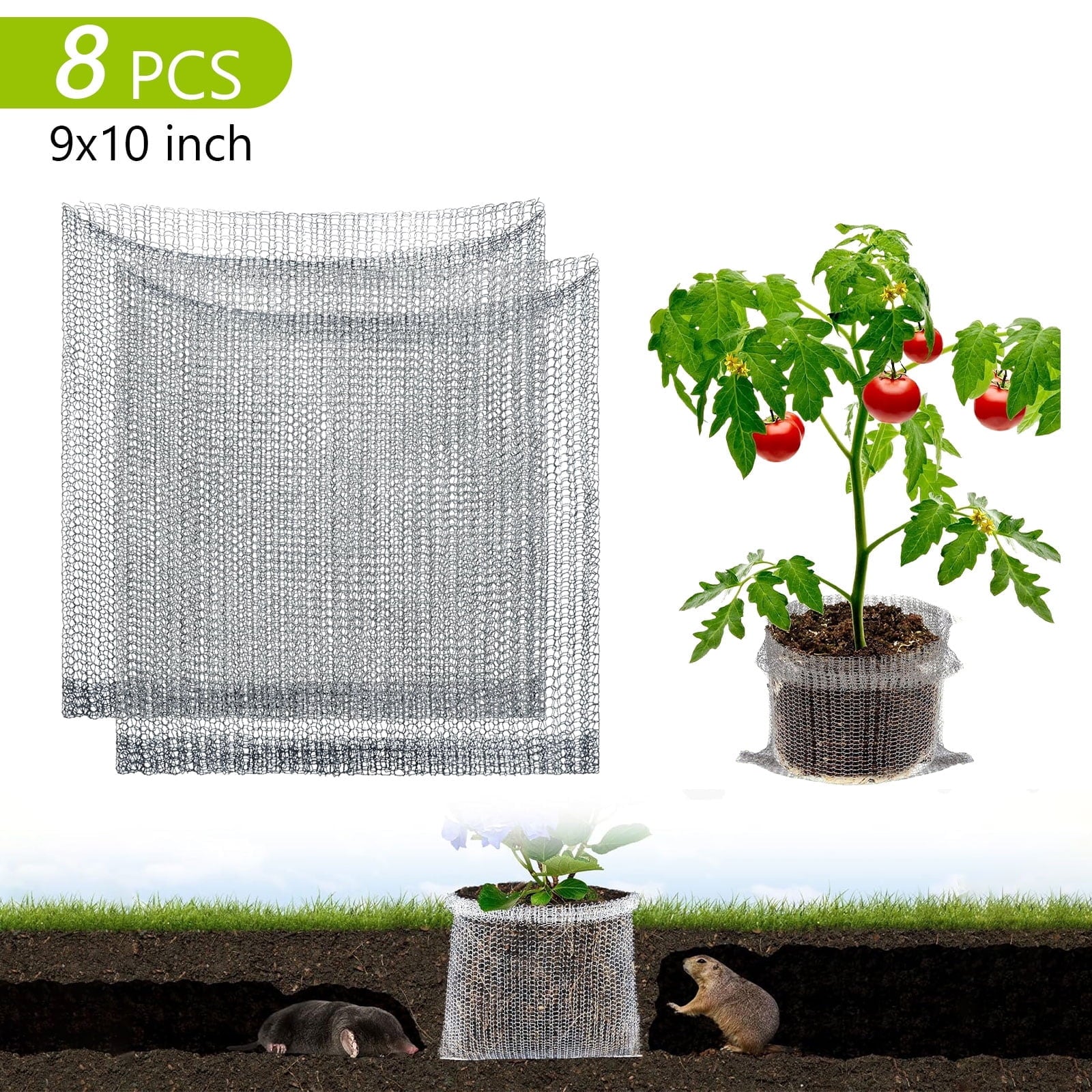 Tripumer 8 Pcs 1 Gallon Stainless Steel Root Guard Baskets  Vole Gopher Plant Protectors for Spring Planting Berries Vegetables