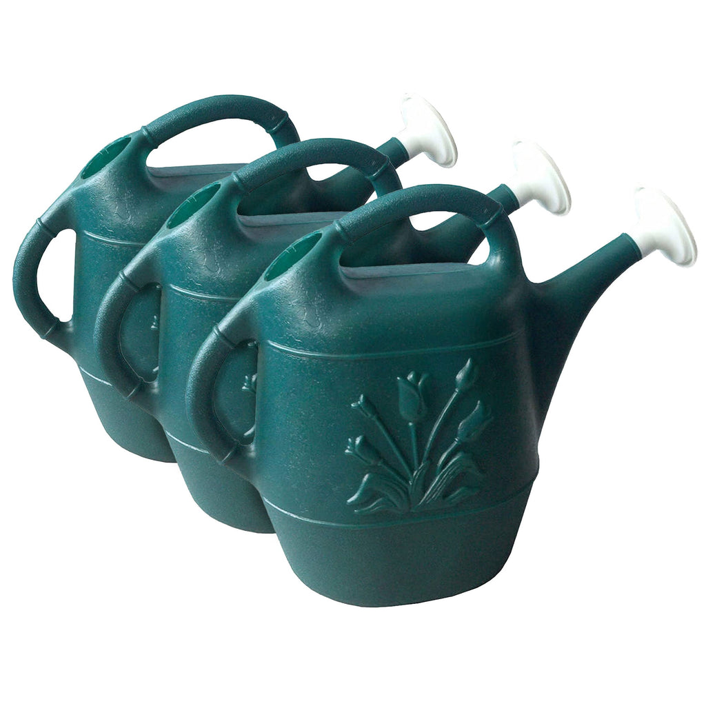 Indoor Outdoor 2 Gallon Plant Watering Can, Green (3 Pack)