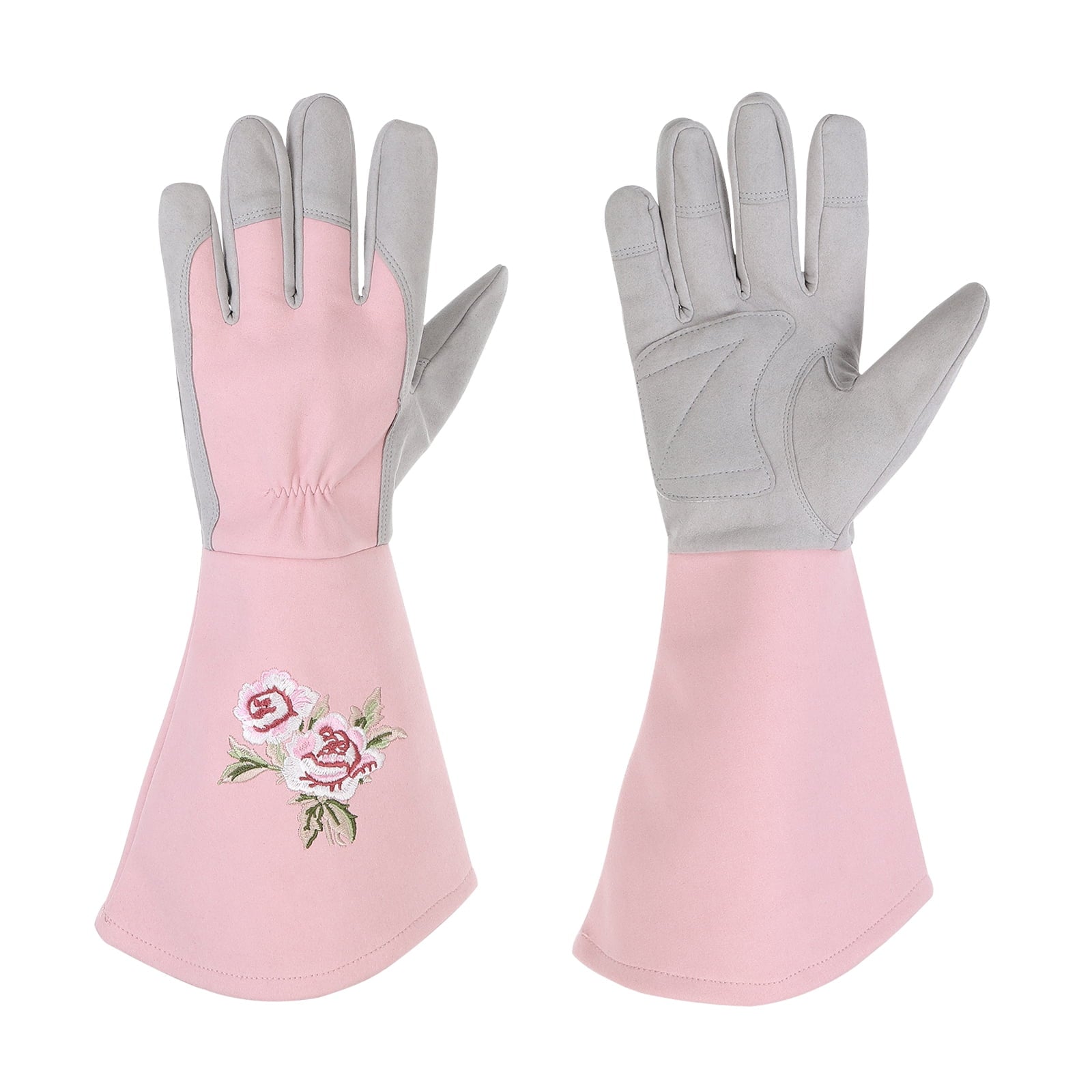Women Gardening Gloves Thorn Proof, Small Extra Long Leather Garden Gloves Rose Pruning Gloves, Pink
