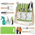 11-Piece Garden Tools Set for Women, Heavy Duty Stainless Steel Hand Tools with Ergonomic Non-Slip Grips & Canvas Sto...