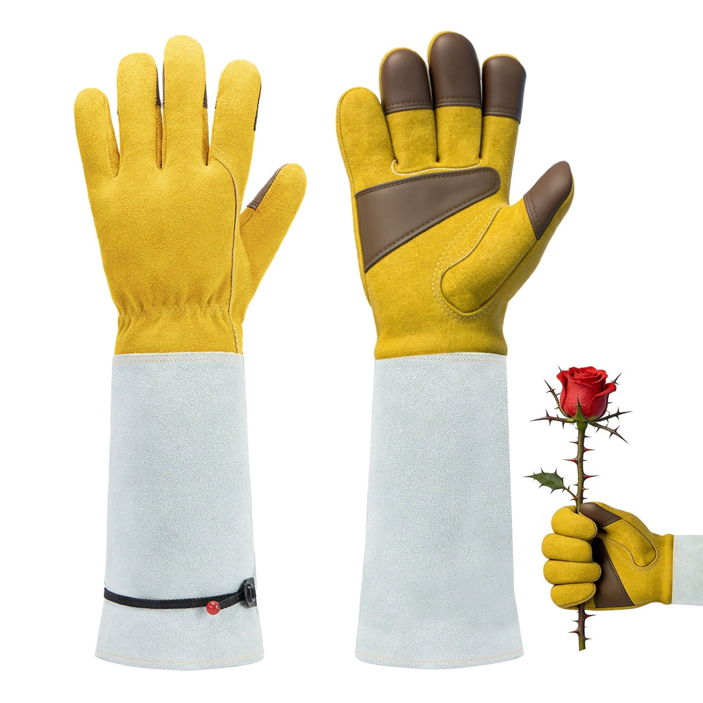 Long Gardening Gloves, Thorn Proof Rose Gardening Gloves for Men & Women | Long Sleeve Protective Leather Gloves for ...
