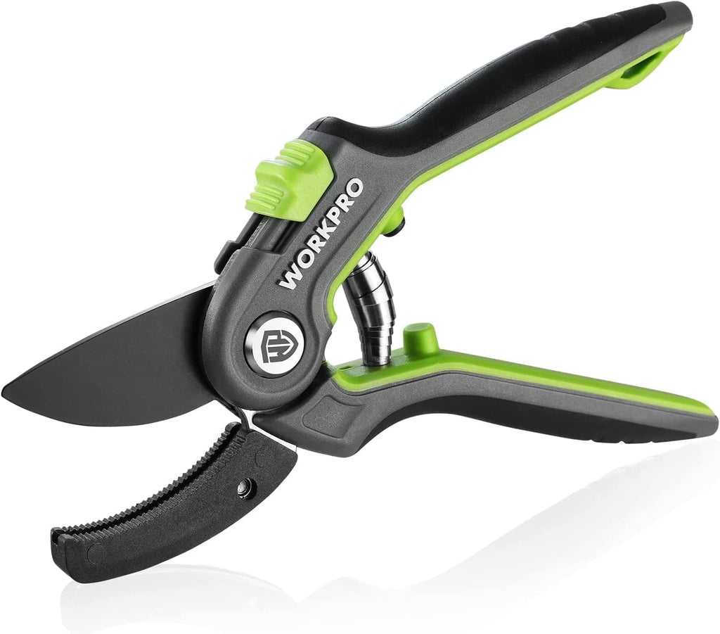 WORKPRO Anvil Pruning Shears, 8 Professional Gardening Hand Pruner with SK5 Steel Sharp Blades, Ideal Gardening Tool for Cutting and Trimmin