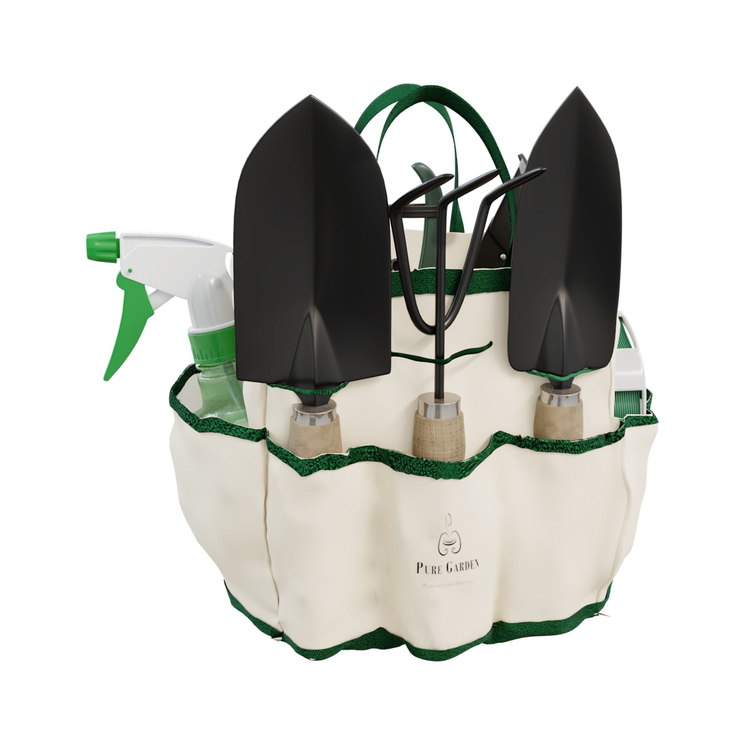 8-Piece Gardening Hand Tool Set with Canvas Tote (Beige)