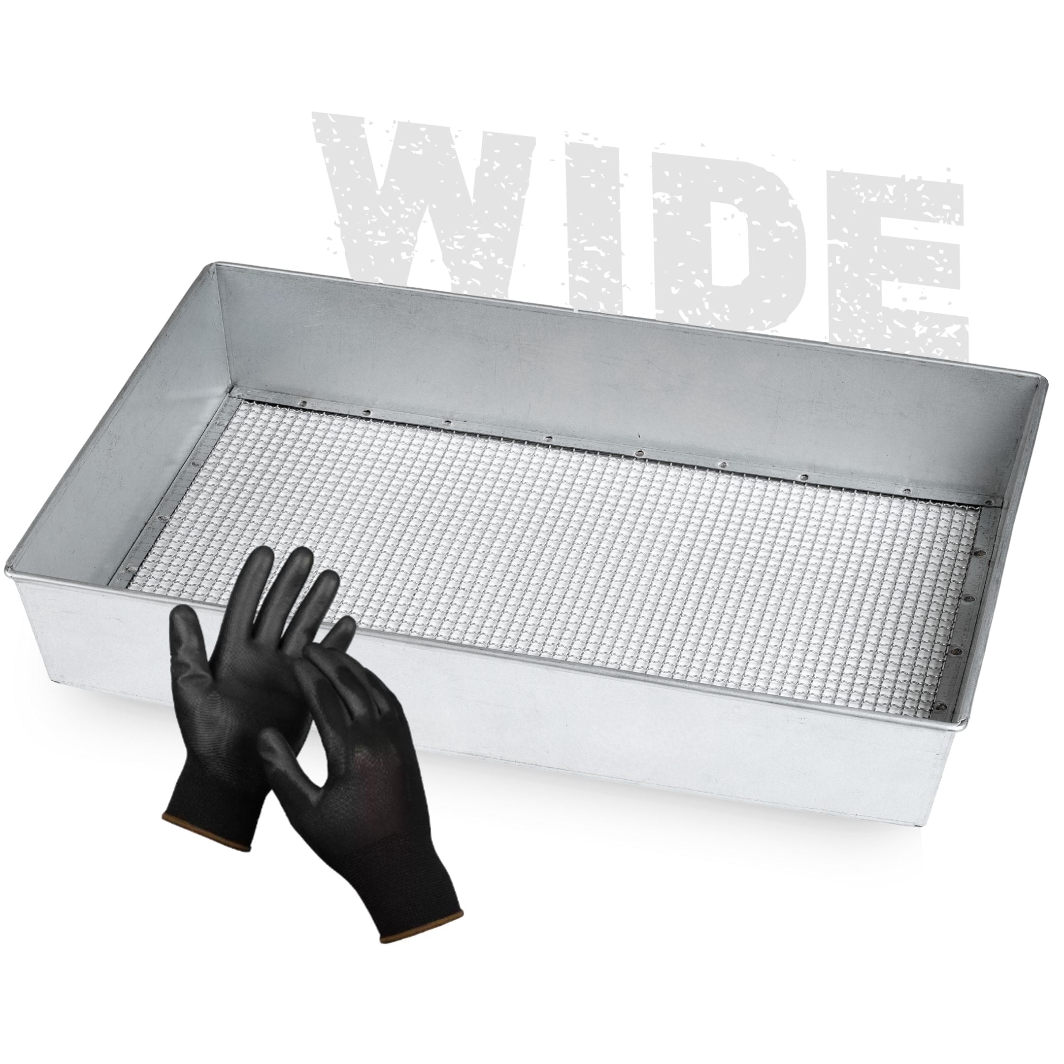 Wide Soil Sifter, 17.5 x 11.5 inch Size with 1/4 inch Mesh, Includes Work Gloves