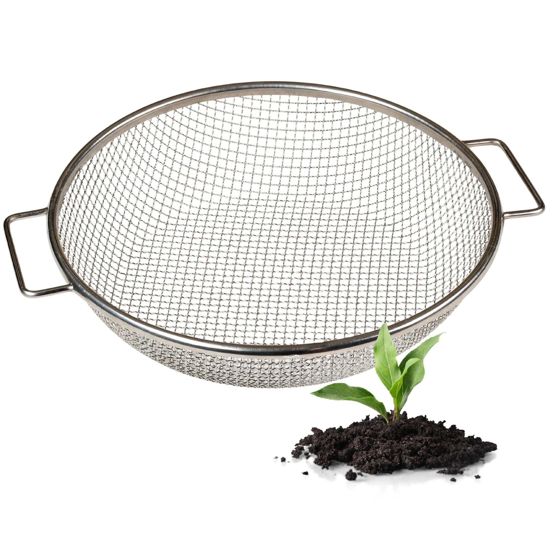 WENSES Round Soil Sifter for 5-Gallon Bucket (1/4-inch Mesh), Stainless Steel Garden Sieve with Handles