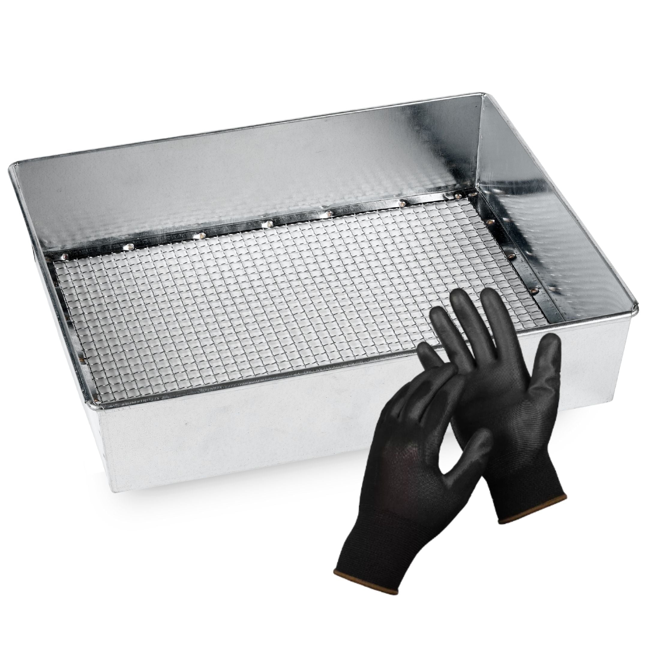 WENSES Trapping Soil Sifter, 12 x 10 inch Standard Size with 1/4 inch Mesh, Garden Sieve with Work Gloves
