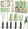WisaKey 10-Piece Garden Tools Set - Heavy Duty Gardening Kit with Fashion Tool Handbag, an Ideal Gift for Women, Mom, and Garden Lovers.