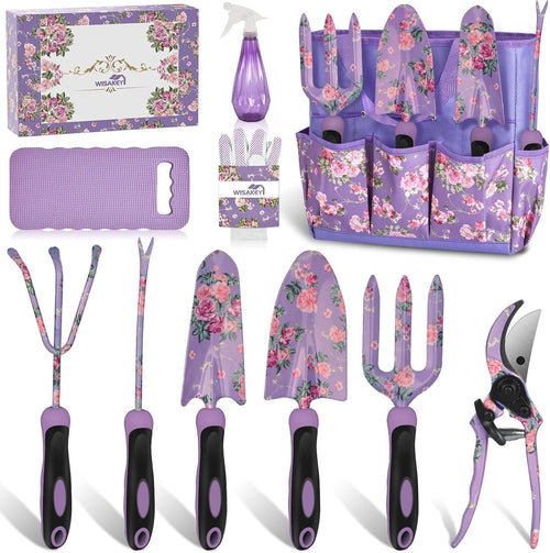 10-Piece Heavy Duty Purple Garden Tool Set with Durable Organizer Bag. A Fashionable & Practical Gardening Gift for W...
