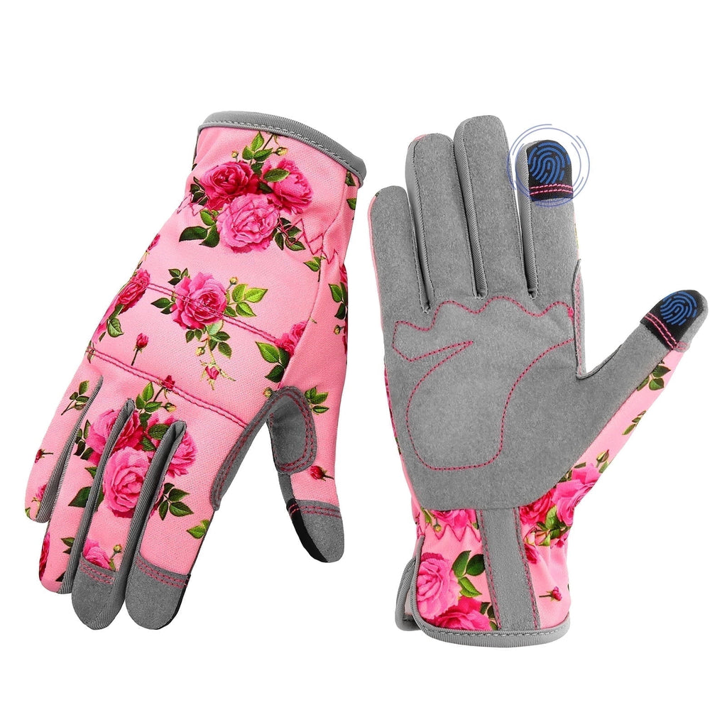 YARTTING Leather Gardening Gloves for Women, Flexible Breathable Garden Gloves, Thorn Proof Working Glove for Weeding Digging and Pruning, M