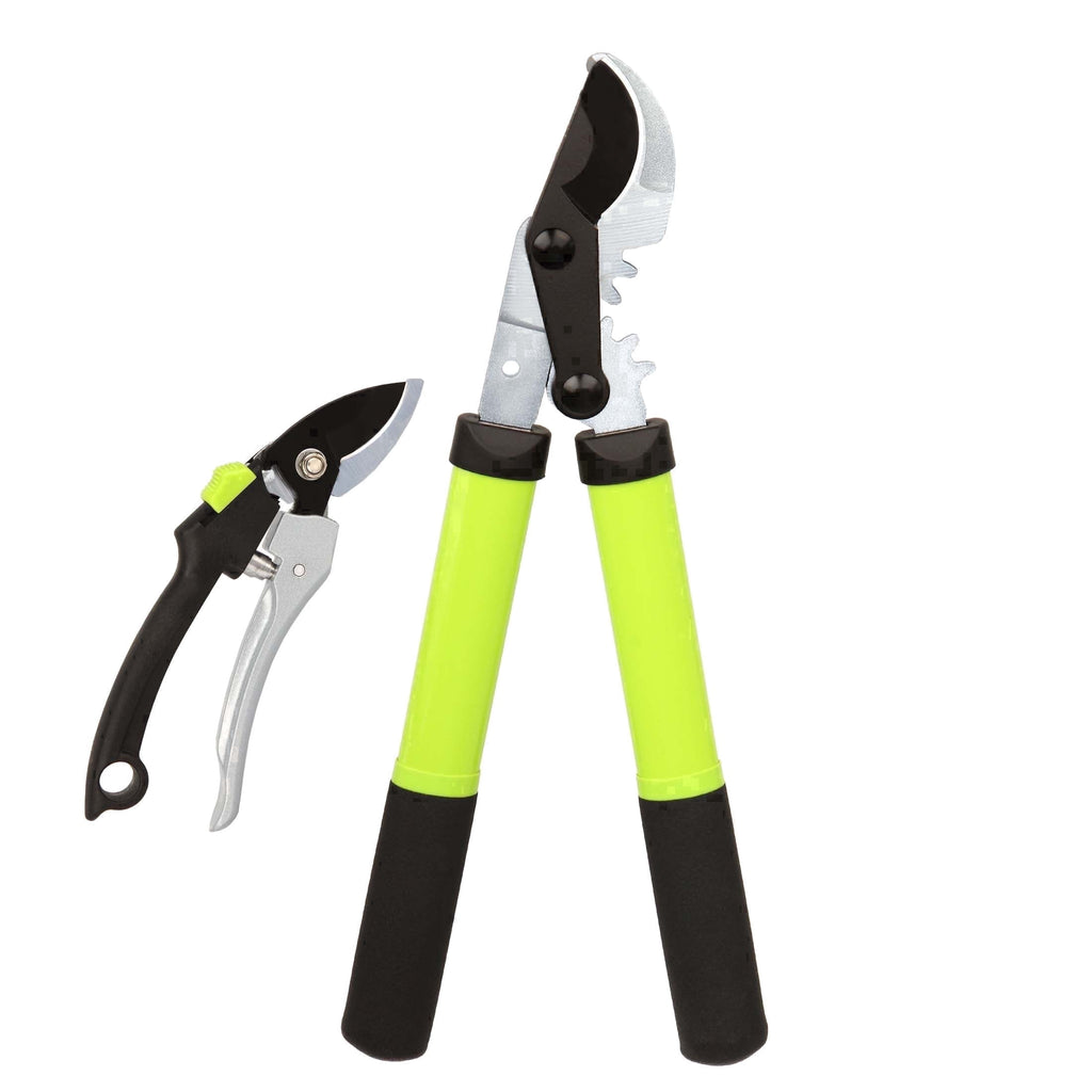 Garden Shears Set, Branch Cutter Pruning Shears with Gear Action, Heavy Duty Loppers Gardening Tools for Plants, Flow...