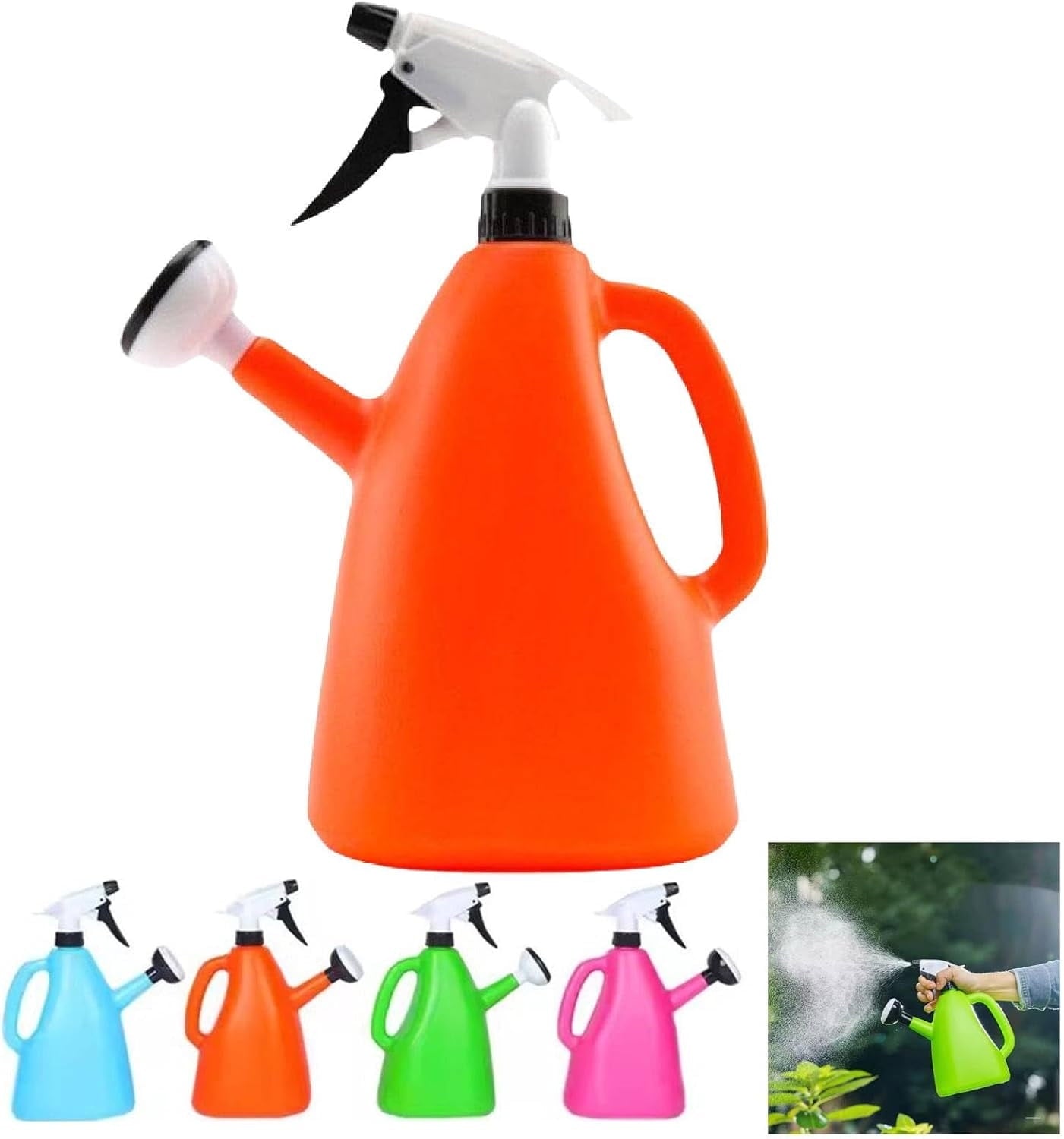 2 in 1 Watering Can with Spray, Plastic Plant Watering Can with Sprayer, Multifunctional Garden Sprayer Leakproof Wat...