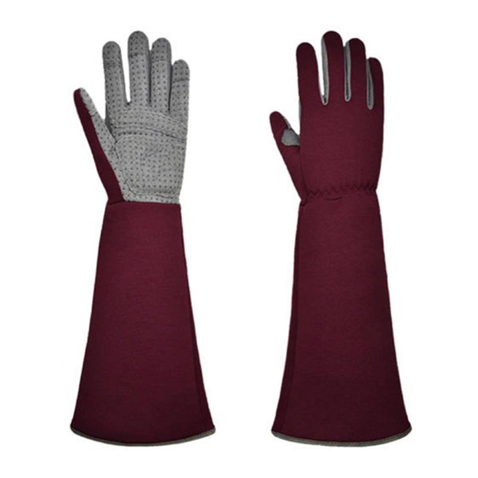 Wine Red Thorn-Resistant Gardening Gloves, Flexible Long-Sleeve Arm Protection with Grip Tech Palms - Heavy-Duty Yard...