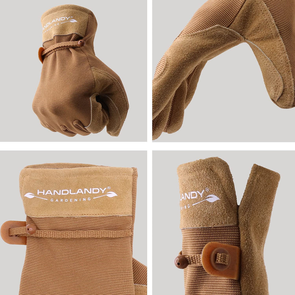 Womens Leather Work Gloves, Cowhide Gardening Gloves Utility Work Gloves, Large - Image 6