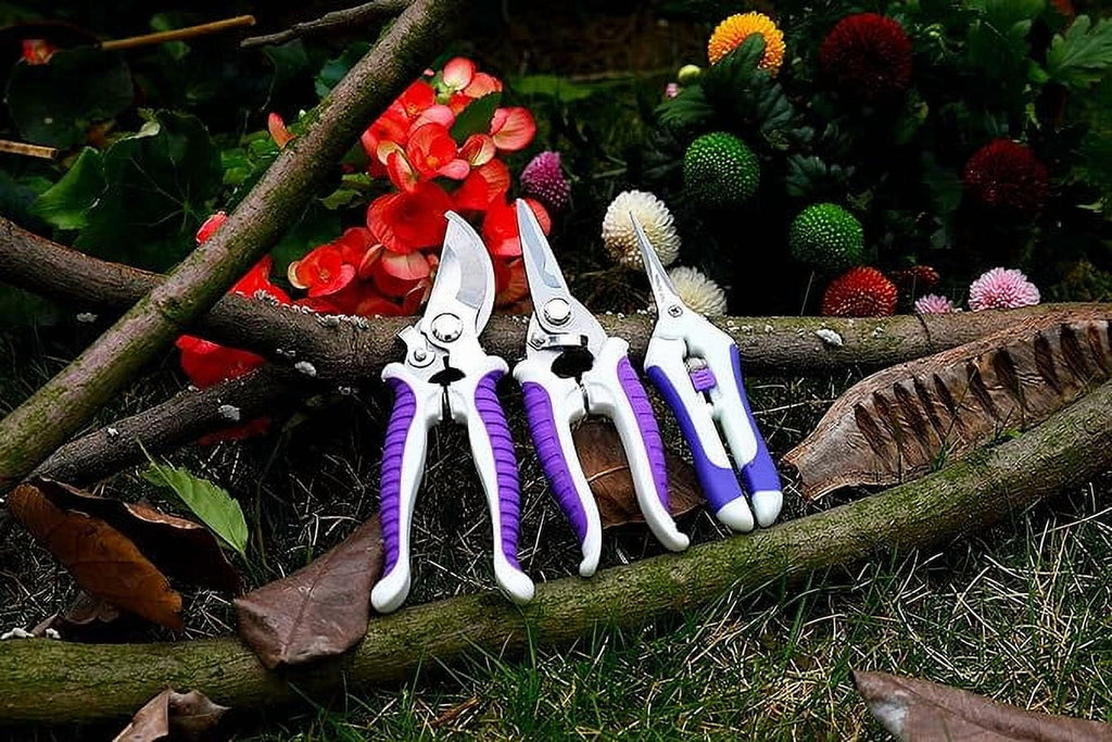 3 Pack purple Garden Pruning Shears, Stainless Steel Garden Shears, Gardening Shears, Gardening Scissors, Garden Scis... - Image 2