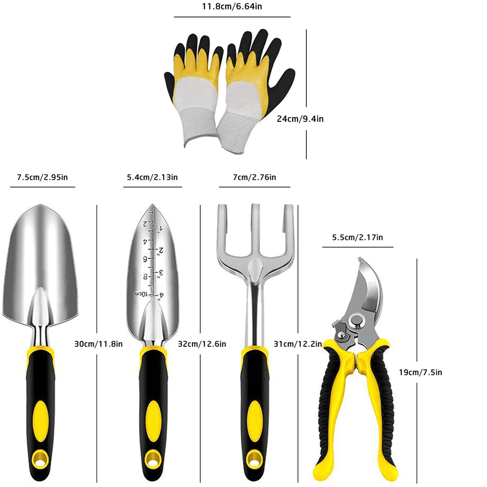 Garden Tools Set 5 Piece Floral Heavy Duty Gardening Tools with Pruning Shears / Hand Trowel / Transplanter / Hand Ra... - Image 2