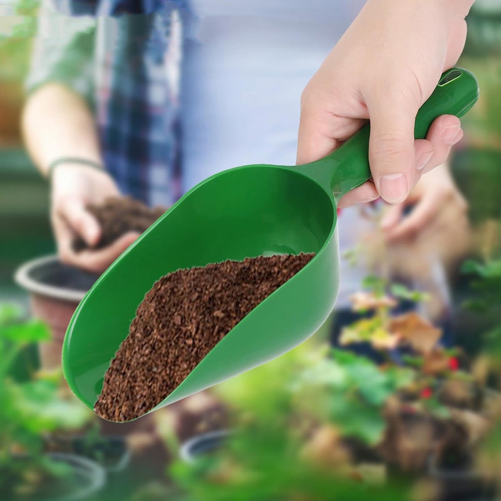 Plastic Soil Scoop Large Capacity Planting Loose Dirt Pet Food Tool, Green - Image 2