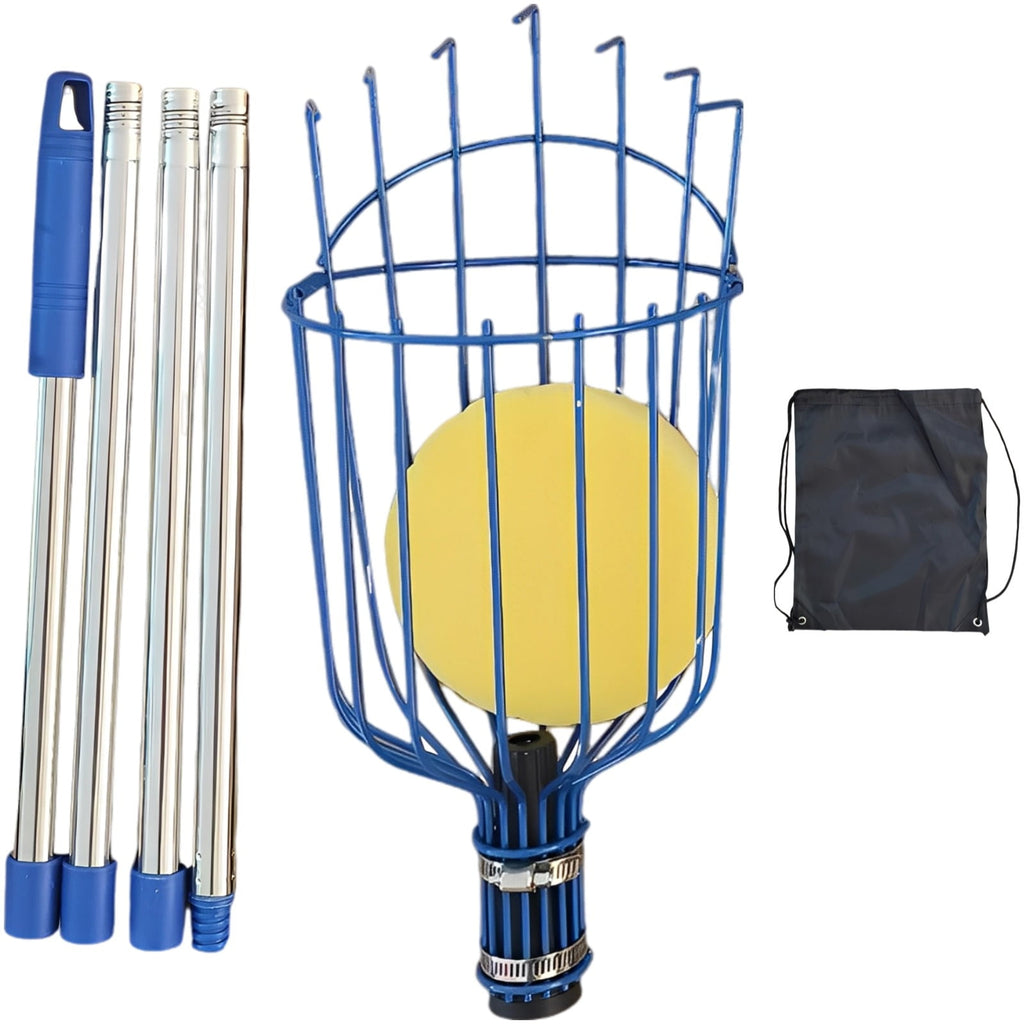 Fruit Picker with 4-Section 5.2 ft / 1.6 m Assembly Pole, 5.5 in / 14 cm Basket, Adjustable Fruits Picker Catcher Tool for, Orange, and More - Image 2