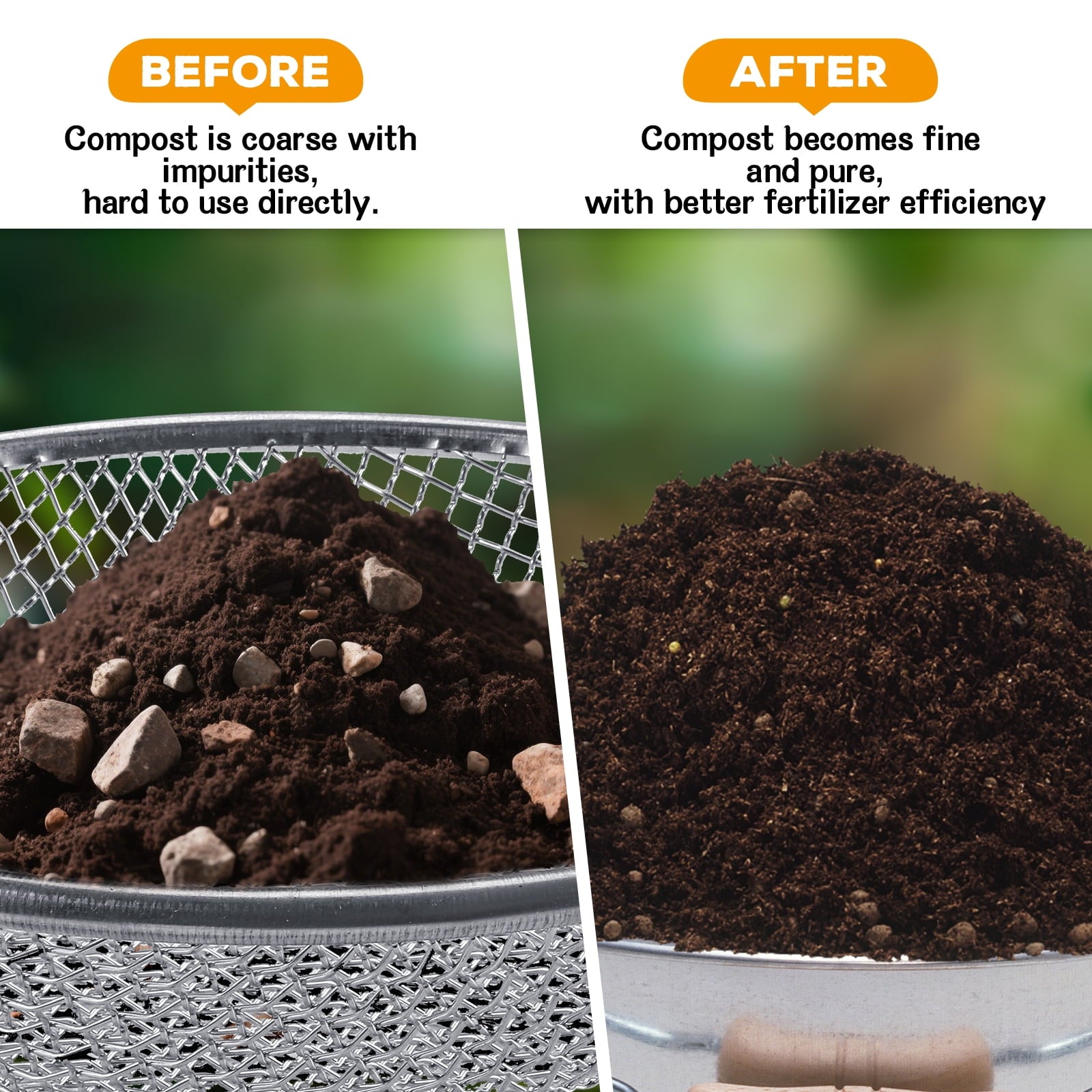 3Pcs 3 Sizes Soil Sifter Sieve - Heavy Duty Galvanized Screen for Compost, Dirt, Rocks, Gravel & Garden - Fits 5 Gall... - Image 5