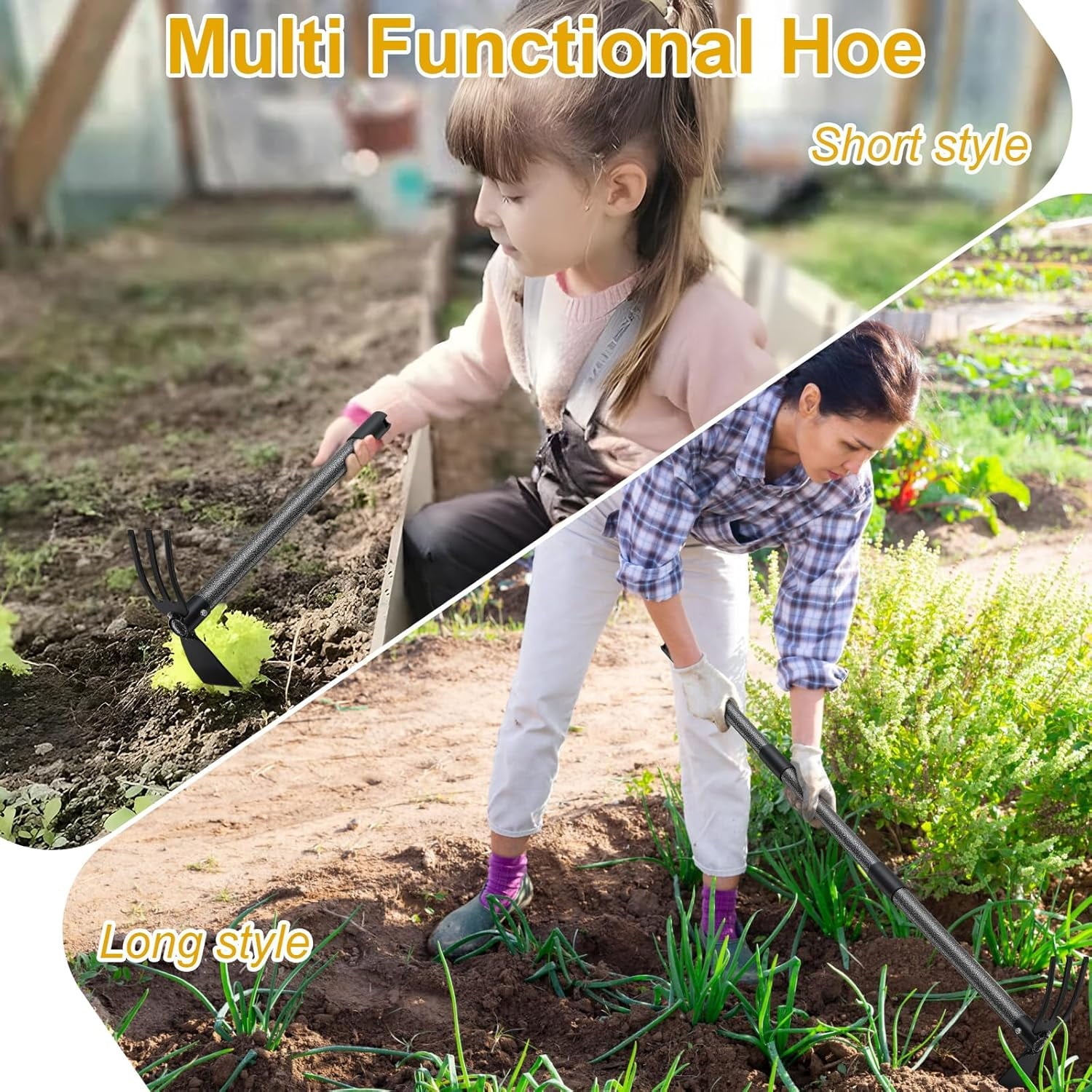 and Cultivator with Double-Head,46" Adjustable Handle Hand Tool, Heavy Duty with Tiller - Image 6