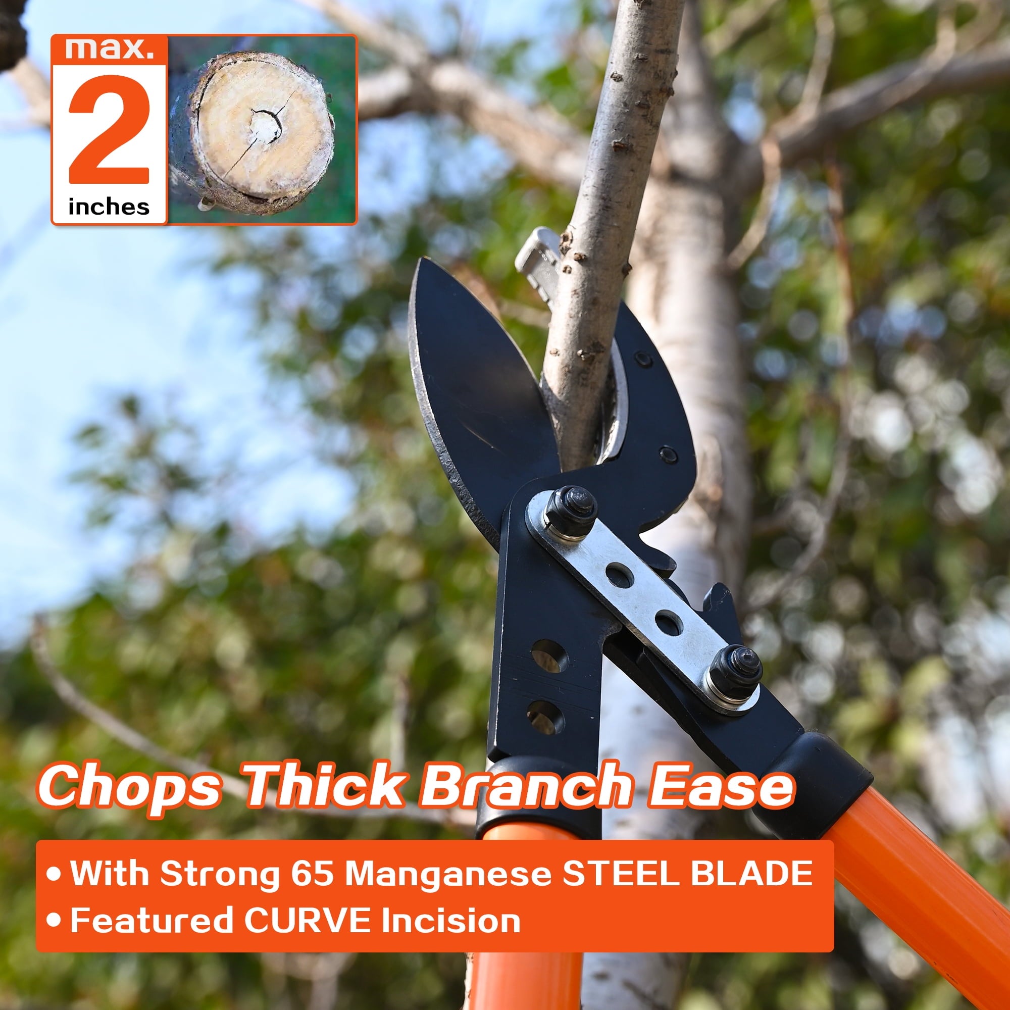 Lopper Heavy Duty with Steel Blade, 30" Loppers Gardening Tools Tree Trimmer Branch Cutter for 2" Cutting Capacity - Image 4