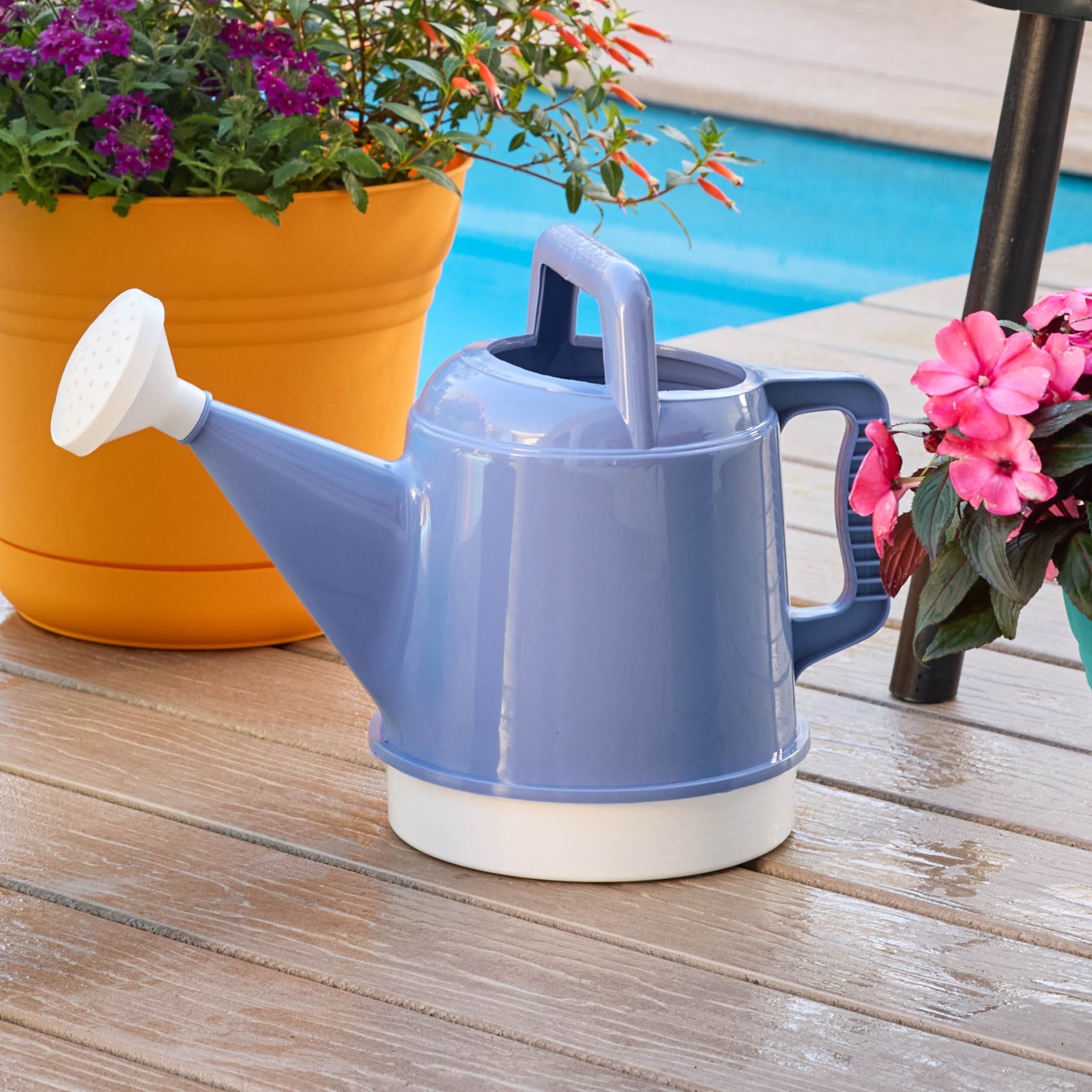 Deluxe 2 Gallon Plastic Watering Can - Indoor/Outdoor with 256 Fl Oz Capacity, Removable Nozzle, Shatterproof, Peri-Blue - Image 2
