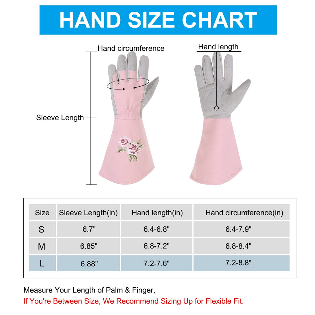 Women Gardening Gloves Thorn Proof, Large Extra Long Leather Garden Gloves Rose Pruning Gloves, Pink - Image 2