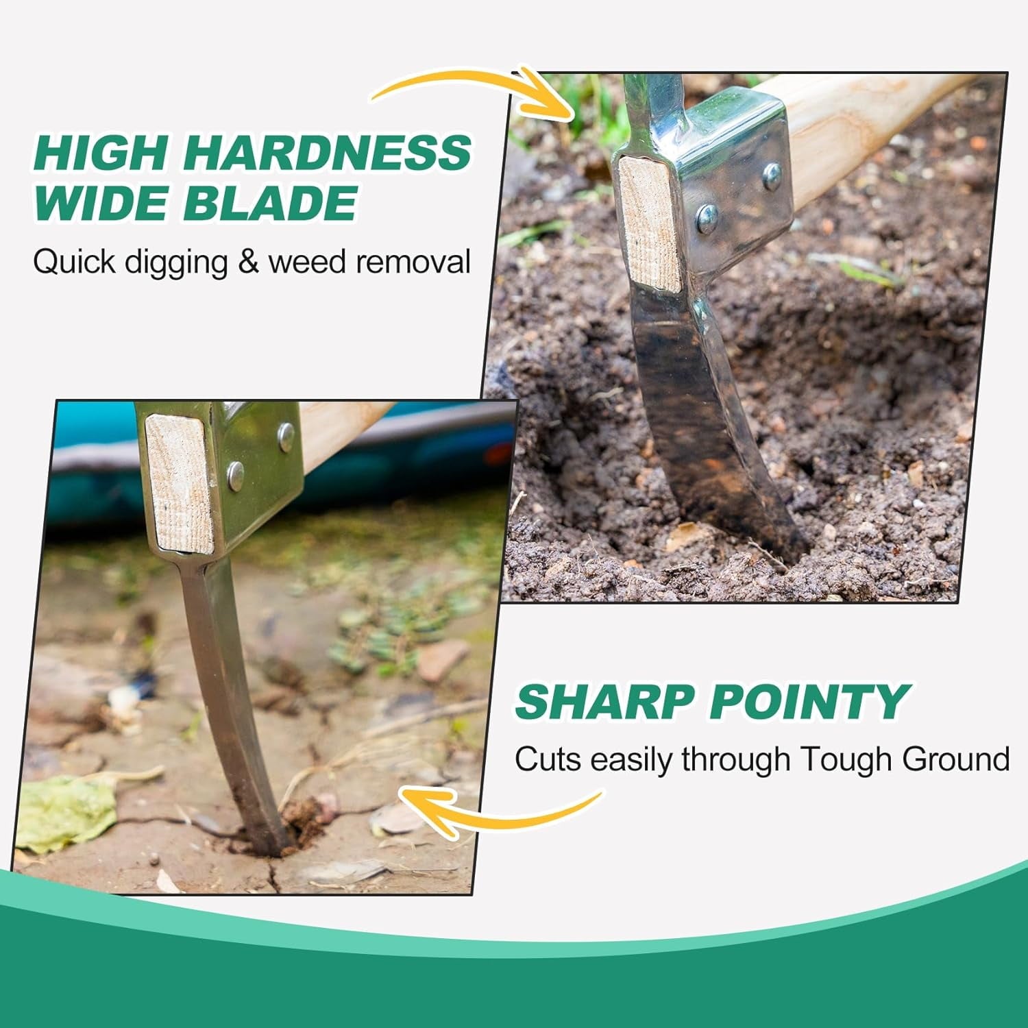 Berry&Bird Garden Pick Mattock Hoe Stainless Steel Pickaxe Hoe Garden Hand Tool - Image 4
