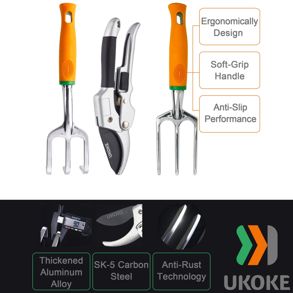 12 Piece Aluminum Garden Tools Set, Gardening Apron with Storage Pocket - Image 4