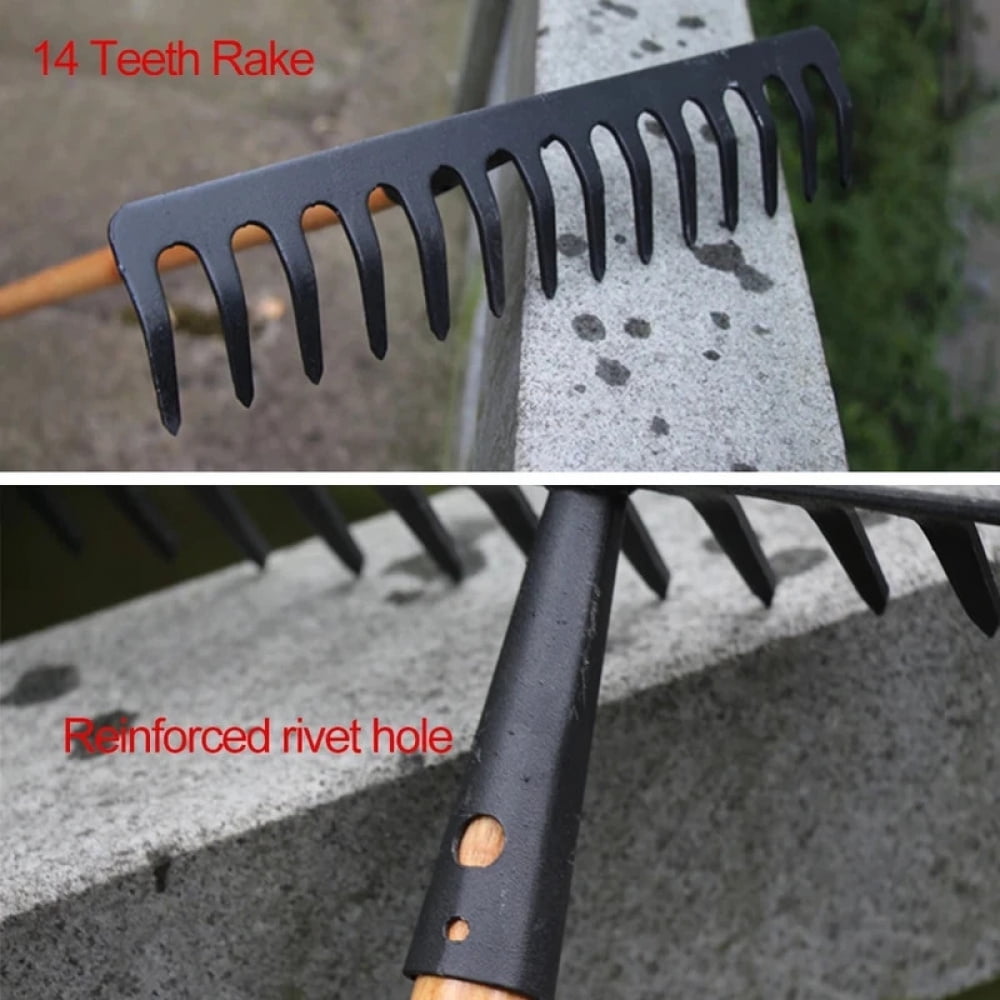 Farming Rake Stainless Steel Rake 14-Tooth Hay Deciduous Rake Pine Soil Rake Garden Gardening Tools Agricultural Farm... - Image 4