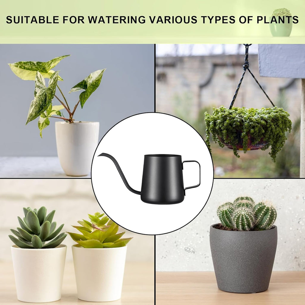 12oz/350ml Watering Can Indoor Plants, Stainless Steel Plant Watering Can with Long Spout (Black) - Image 6