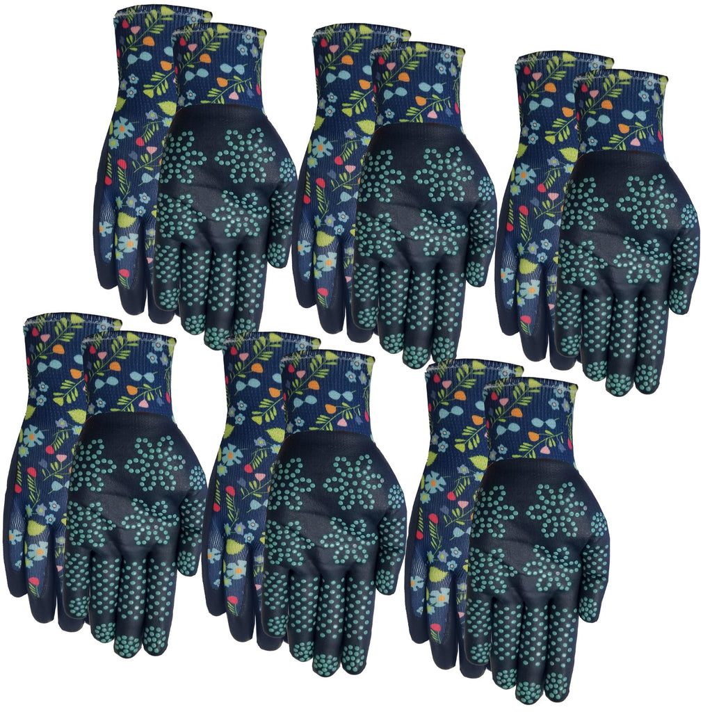 Ladies, 6 Pack of Max Grip Garden Gripping Gloves, Floral Pattern, Size SM - Image 2