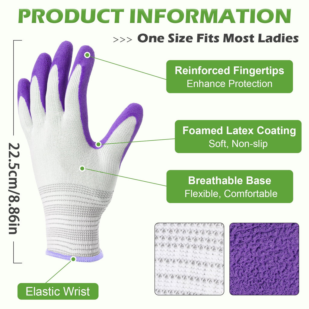topjuju 8 Pairs Gardening Gloves for Women and Men, Grippy Nitrile Rubber Coated Work Gloves for Yard Garden, Outdoor Indoor Protective Work - Image 2