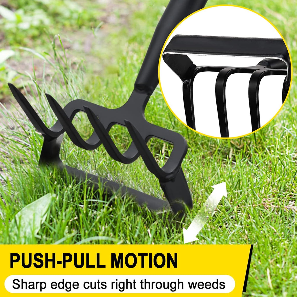 Stirrup Cultivator for Weeding with 73" Adjustable Long Shank, 2-in-1 Heavy Duty and Rake Cultivator for Digging, Loo... - Image 3