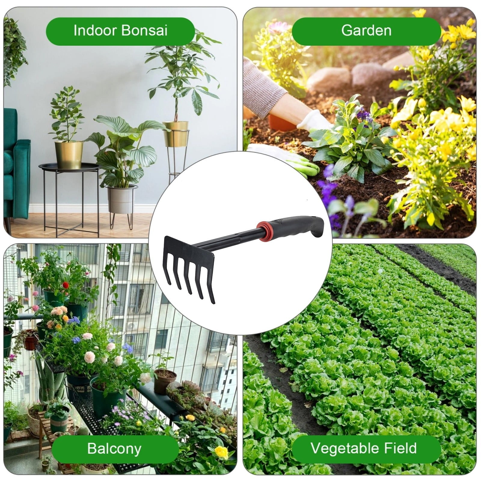 Gardening Tools Heavy Duty Stainless Steel Garden Tools Garden Shovel Hand Rake with Soft Rubber Non-Slip Handle - Image 5