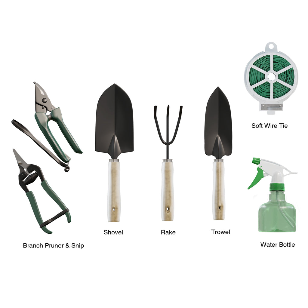 8-Piece Gardening Hand Tool Set with Canvas Tote (Beige) - Image 5