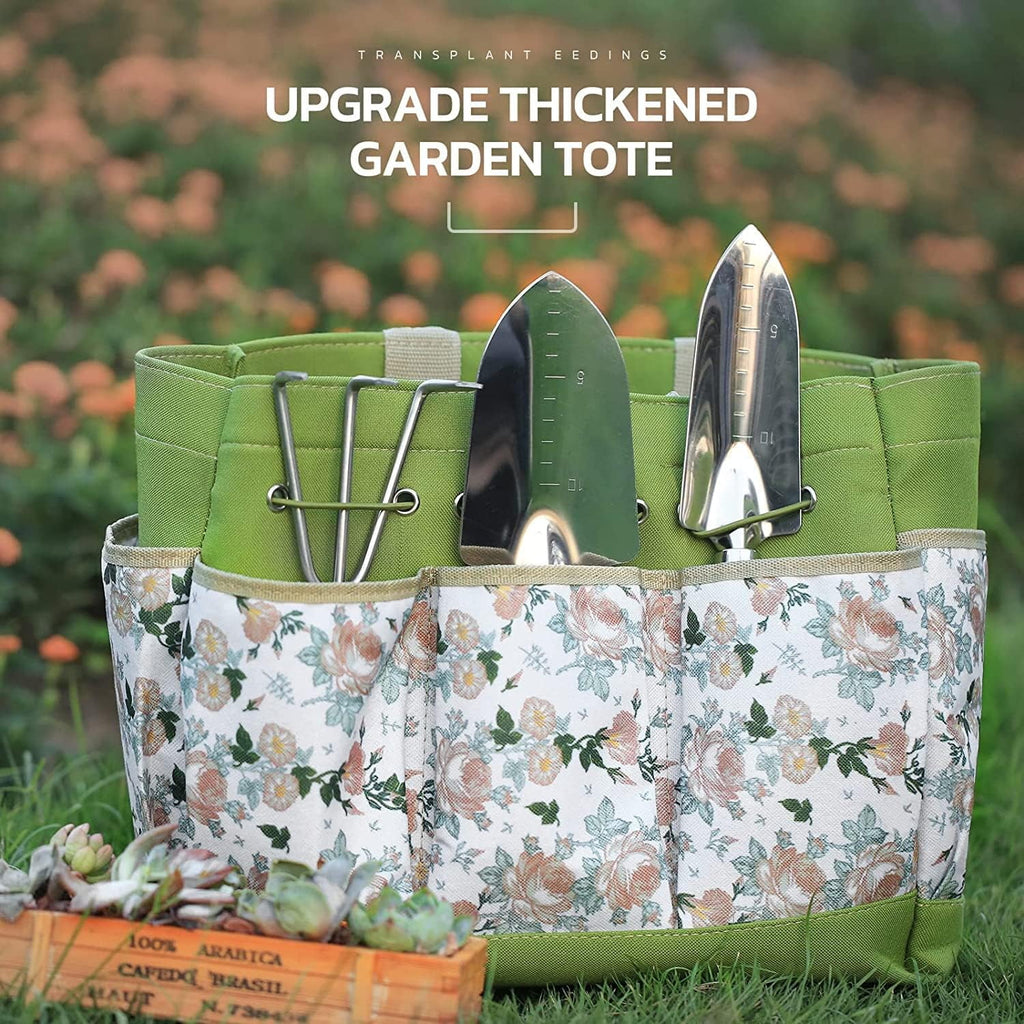 BN-LINK Garden Tool Set, 9 Piece Heavy Duty Gardening Hand Tools with Fashion and Durable Garden Tools Organizer Handbag,Rust-Proof Garden T - Image 2