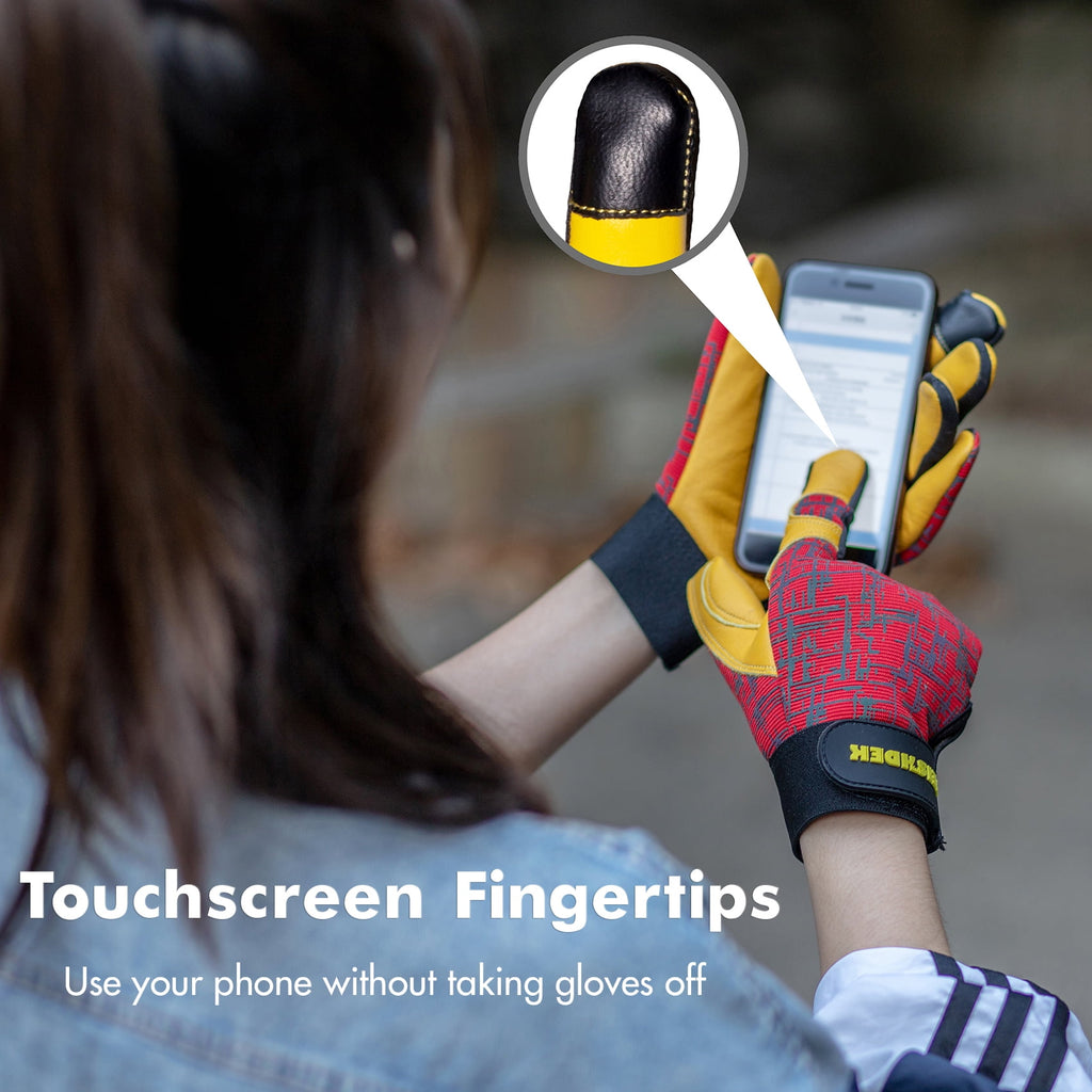 Gardening Gloves for Women and Men, Touchscreen Sheepskin Leather Garden Work Gloves, Flexible & Breathable Yard Work... - Image 6